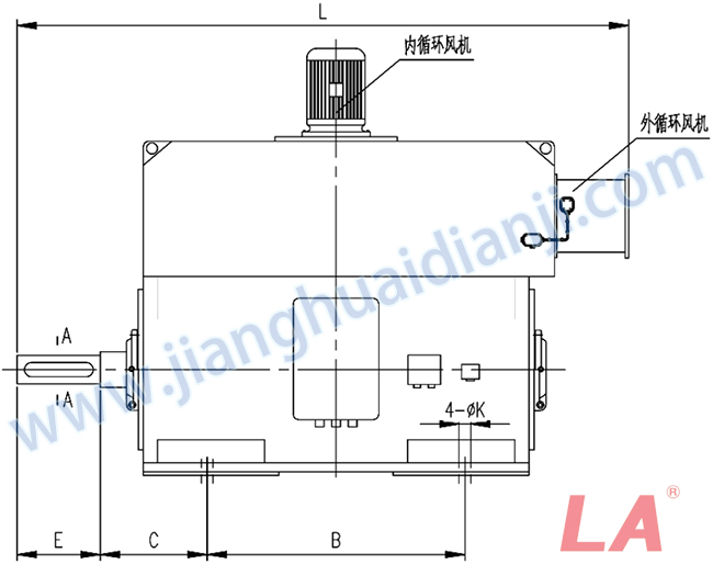 YMPS系列磨煤機(jī)用高壓三相異步電動機(jī)安裝尺寸圖(IP54、IP55 6KV) - 六安江淮電機(jī)有限公司