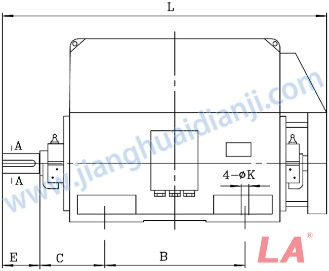 YKK系列大型高壓三相異步電動機外形及安裝尺寸圖(YKK710-1000 IP44、IP54、IP55) - 六安江淮電機有限公司